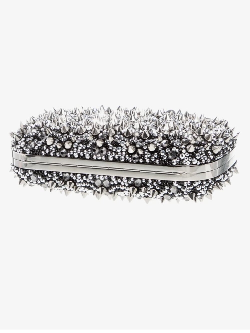Alexander McQueen Studded crystal-embellished satin clutch - knuckle skulls - Picture 3 of 6
